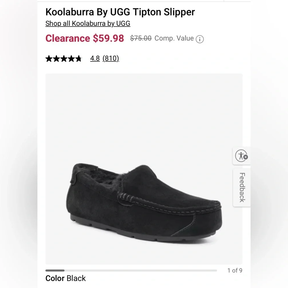 Koolaburra By UGG Men’s Black Tipton Slippers Size 10
